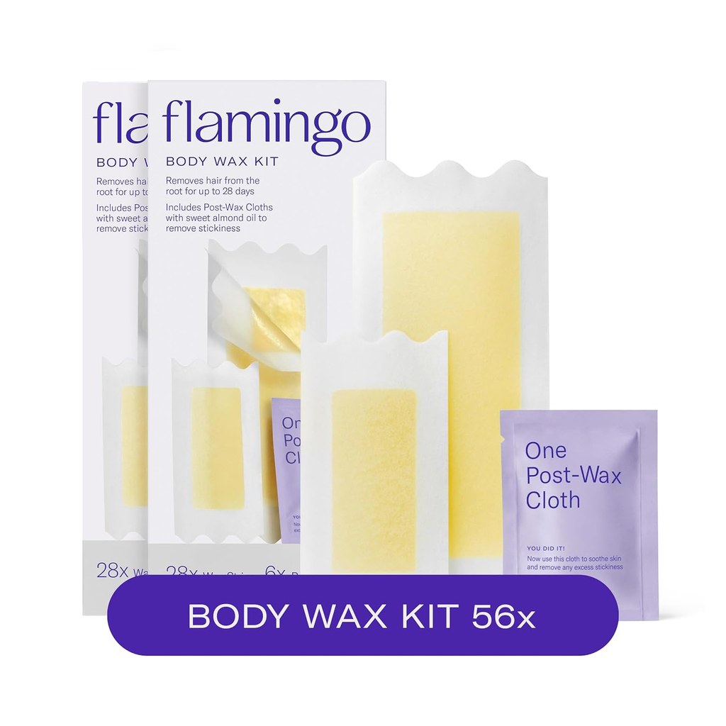 Flamingo Body Wax Kit – 56 Wax Strips for Hair Removal (Pack of 2)